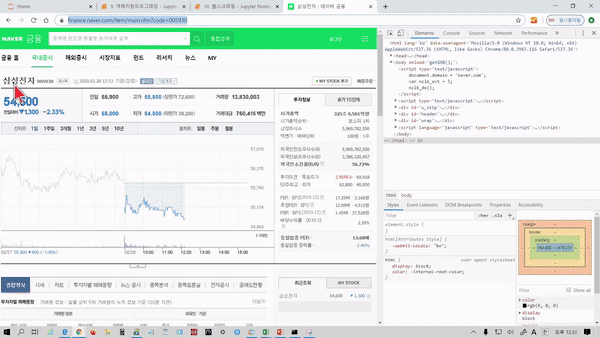 웹 크롤링 네이버 주식검색 실습